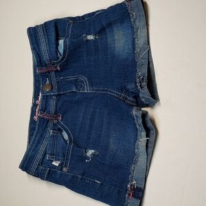 Tommy Bahama Girl's Size 8 Shorts Denim Jean Blue Rolled Hem Distressed